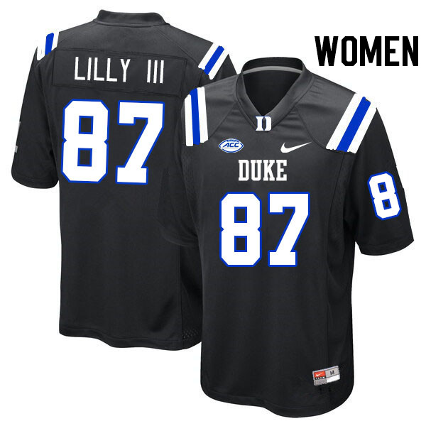 Women #87 Beau Lilly III Duke Blue Devils College Football Jerseys Stitched Sale-Black